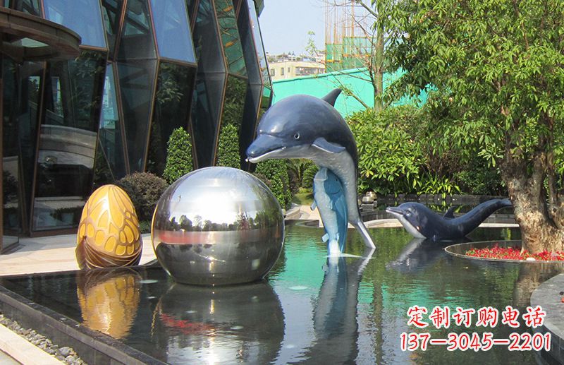 泰州不锈钢海豚景观雕塑创造精美绝伦的企业公园
