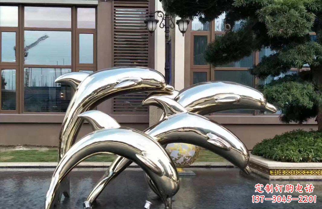 泰州不锈钢海豚跳跃雕塑精美绝伦