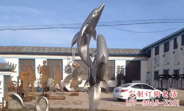 泰州不锈钢海豚嬉戏雕塑精美的艺术视觉