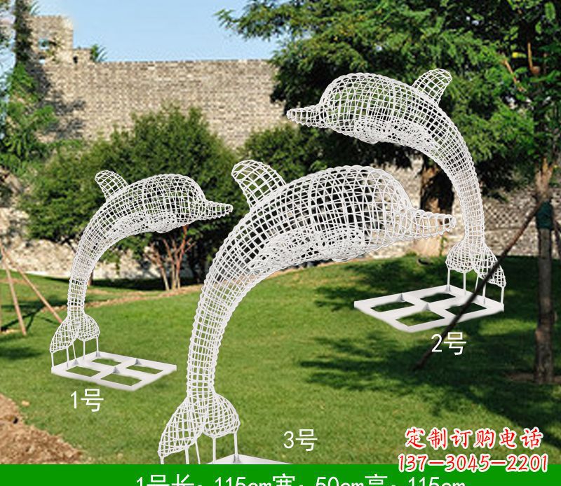 泰州不锈钢海豚组合雕塑精美的艺术品