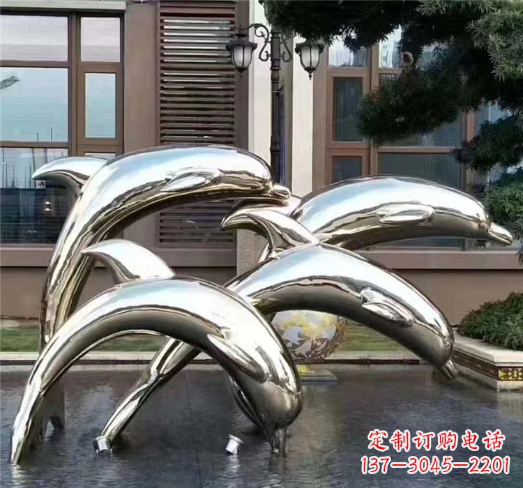 泰州不锈钢海洋动物雕塑——海豚
