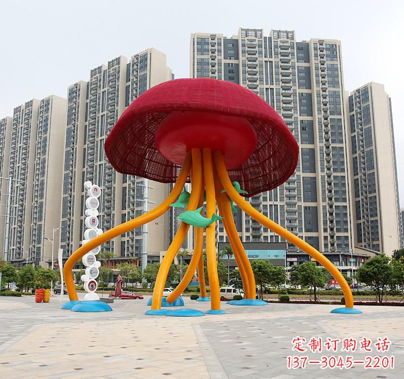 泰州不锈钢海洋水母动物雕塑精美绝伦