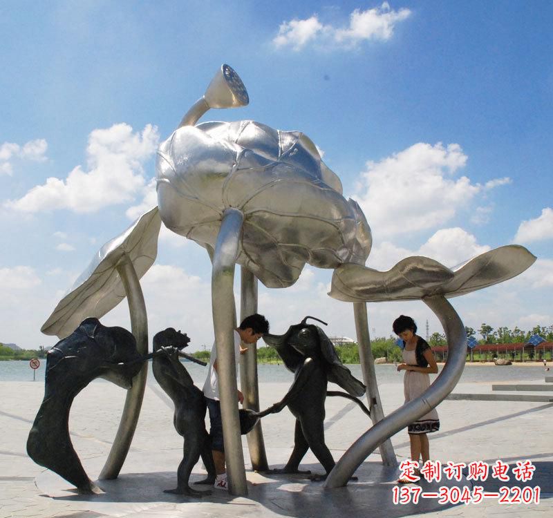 泰州荷花之美——不锈钢荷花广场雕塑