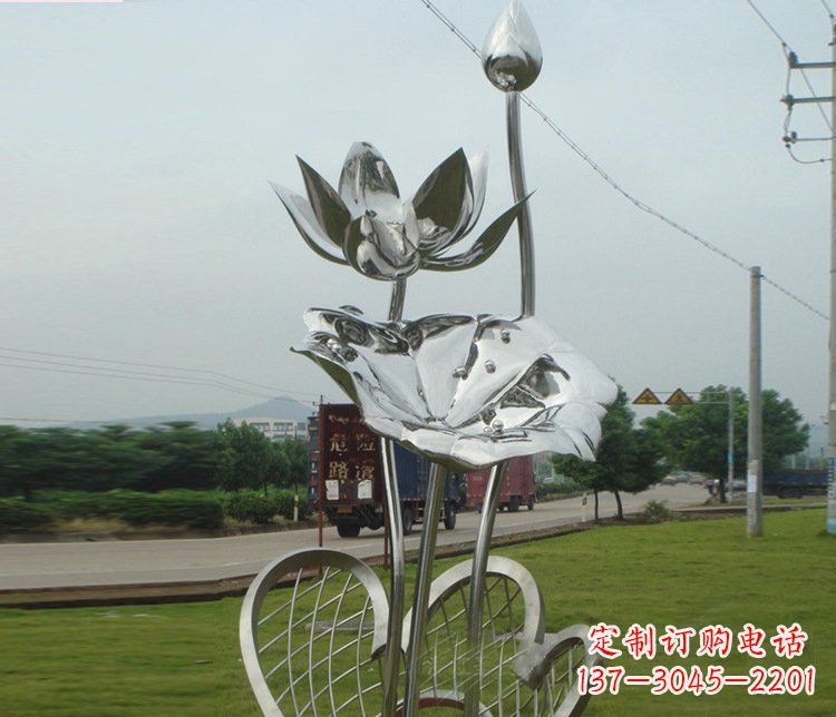 泰州不锈钢荷叶荷花公园景观雕塑