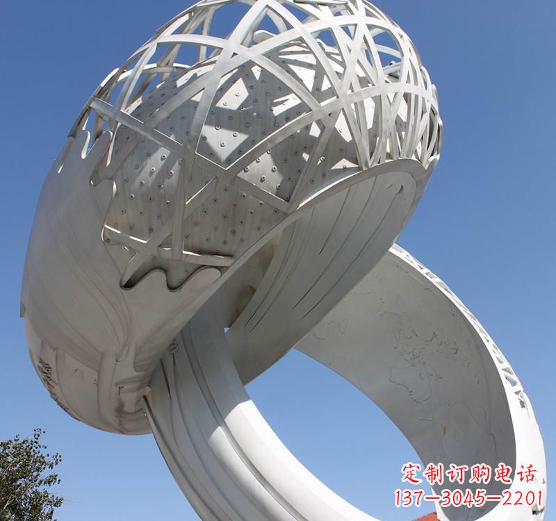 泰州不锈钢户外婚庆戒指雕塑婚礼永恒的记忆