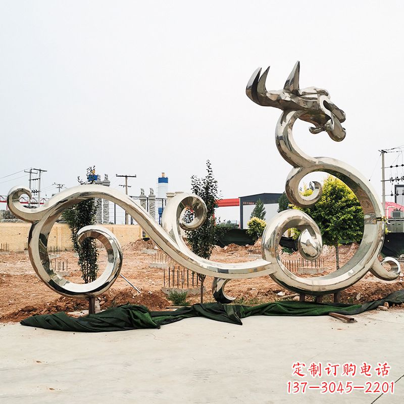 泰州不锈钢花边龙形雕塑传承中华文化精髓