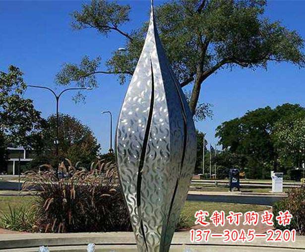 泰州不锈钢花骨朵喷泉雕塑精致细节展现精美艺术