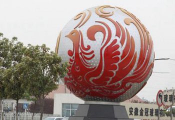 泰州不锈钢凤凰浮雕圆球雕塑精美雕塑把艺术带到生活中