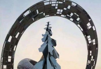 泰州不锈钢松树祥云雕塑