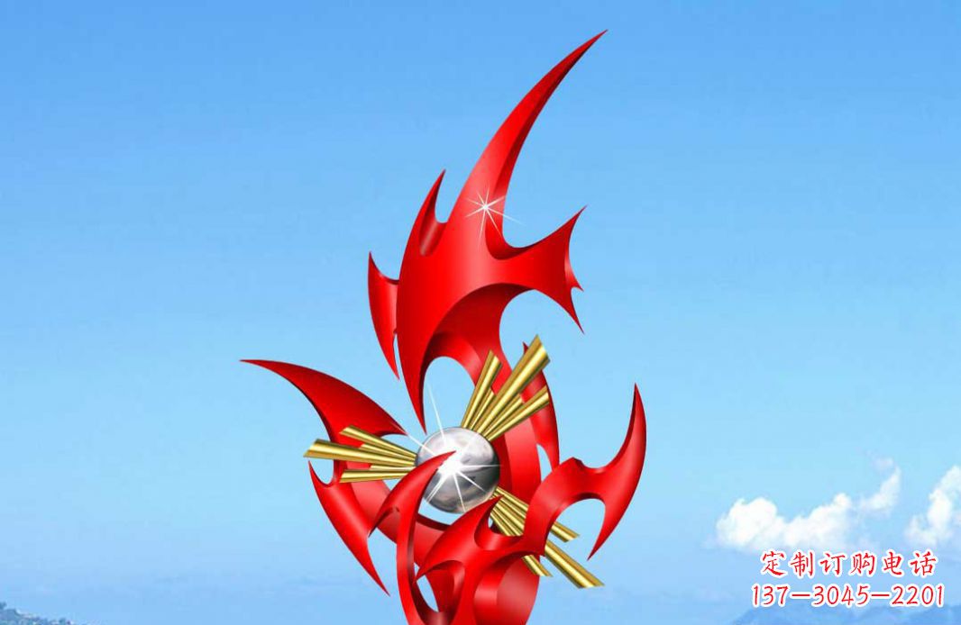 泰州不锈钢火苗抽象景观雕塑给城市添彩