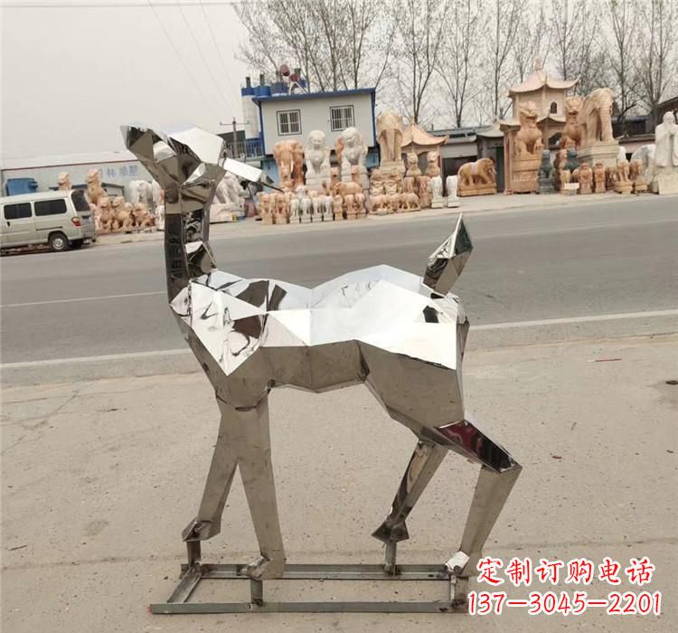 泰州不锈钢几何小鹿雕塑