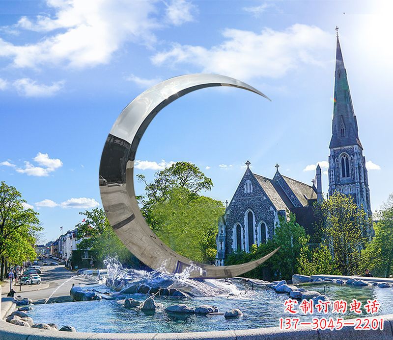 泰州不锈钢景观月亮雕塑精美绝伦