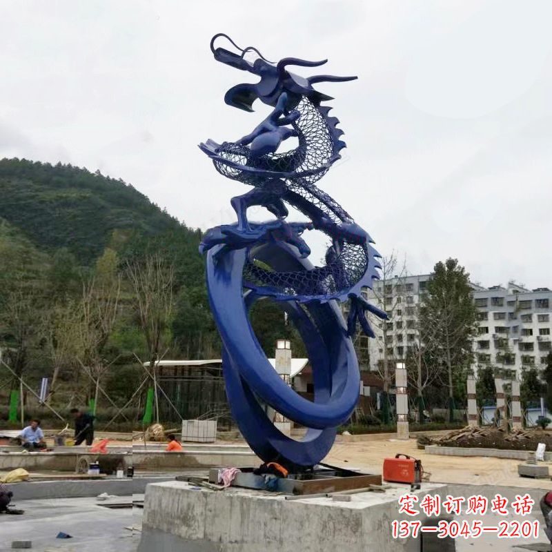 泰州不锈钢景观龙雕塑-公园园林铁艺动物景观标识
