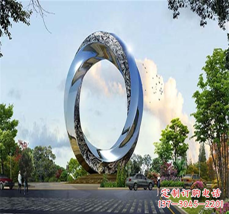 泰州不锈钢圆环雕塑美丽的空间装饰