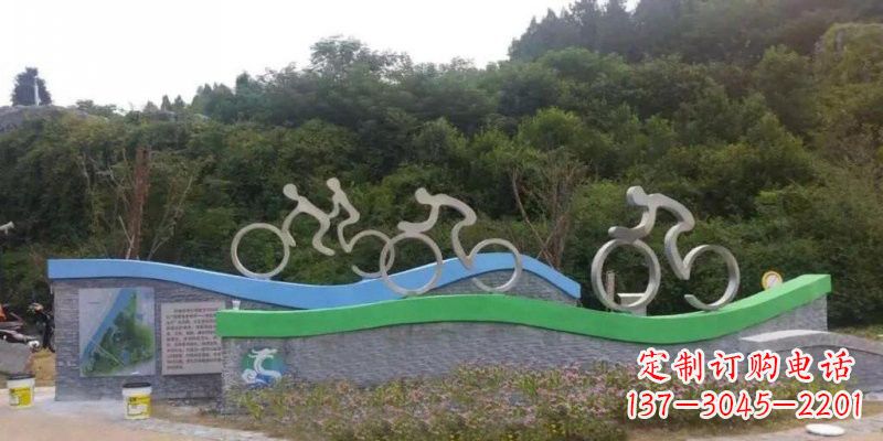 泰州不锈钢自行车雕塑——给景区增添一抹绚烂