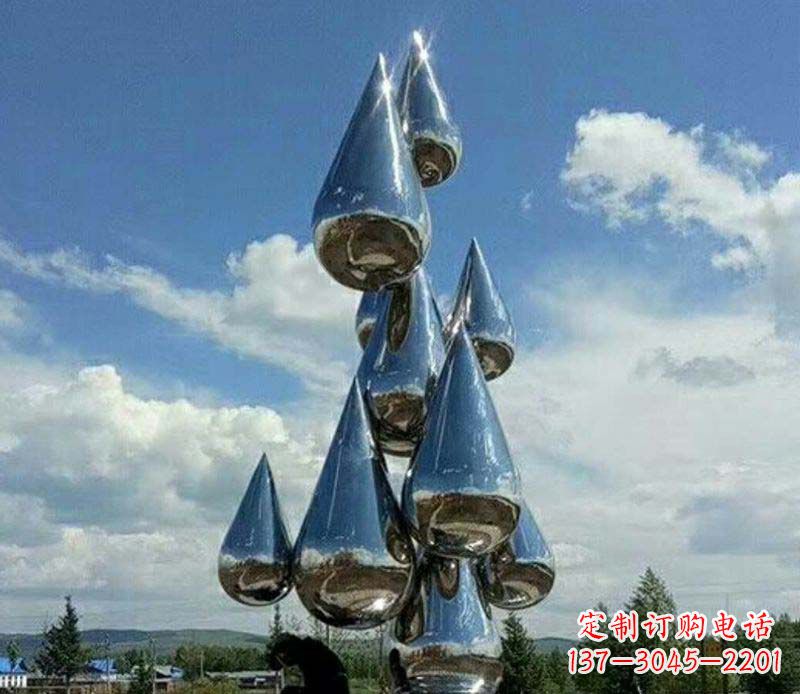 泰州不锈钢镜面大型水滴雕塑——艺术精美、精致优雅