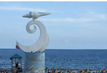 泰州海浪与海螺雕塑的结合——不锈钢景区的美景