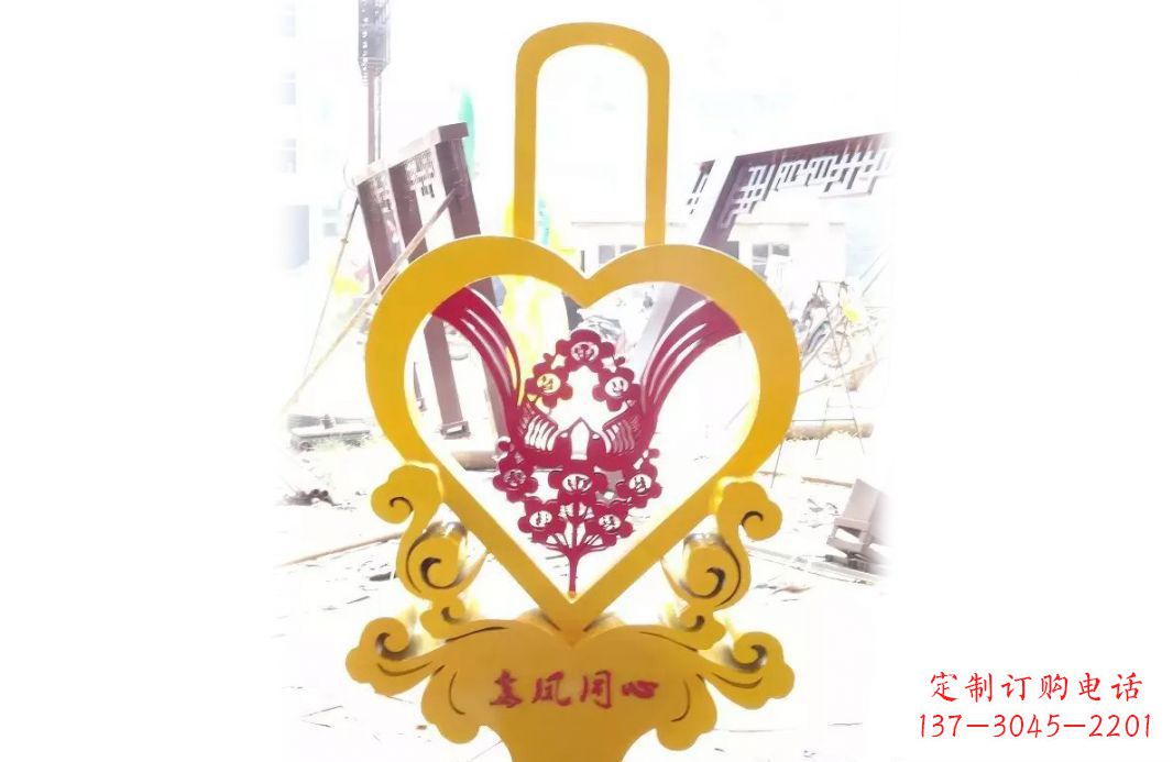 泰州不锈钢龙凤同心景观雕塑
