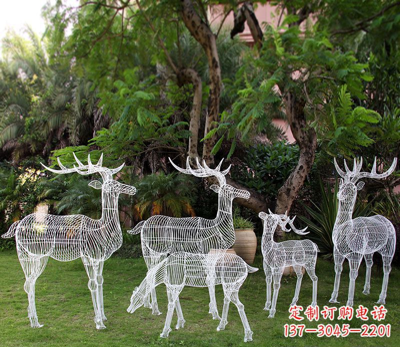 泰州不锈钢镂空梅花鹿雕塑 (2)