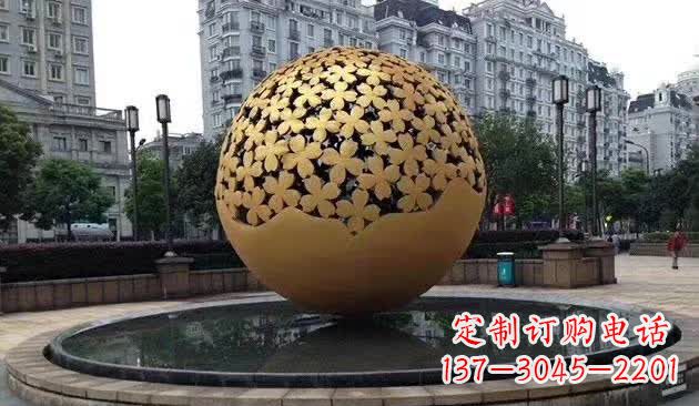 泰州不锈钢镂空球喷泉雕塑——精致美观