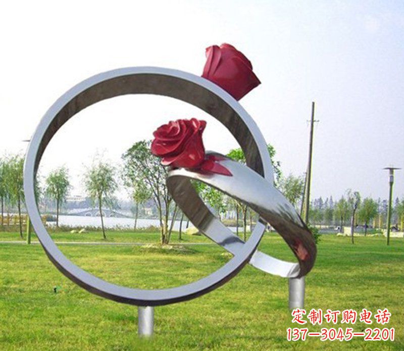 泰州不锈钢玫瑰戒指雕塑