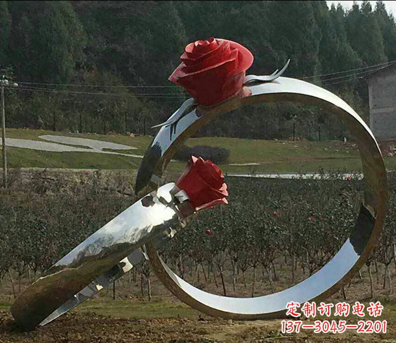泰州不锈钢玫瑰雕塑精美的艺术珍品
