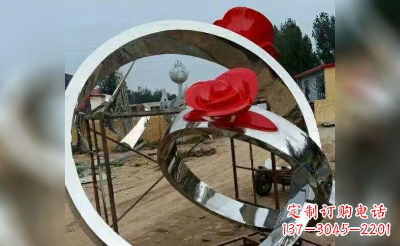 泰州不锈钢玫瑰花戒指雕塑