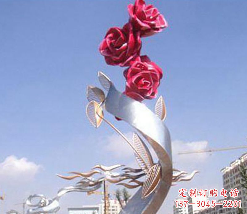 泰州不锈钢玫瑰雕塑精美的艺术品