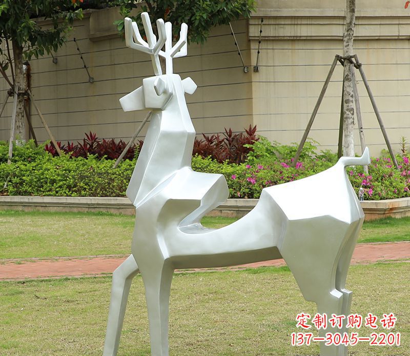 泰州不锈钢美陈动物雕塑——鹿