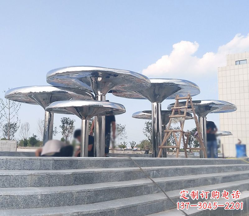 泰州艺术精美的不锈钢蘑菇公园雕塑