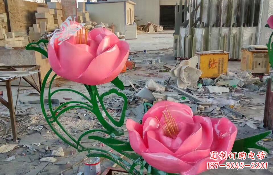 泰州精美牡丹雕塑点缀景观