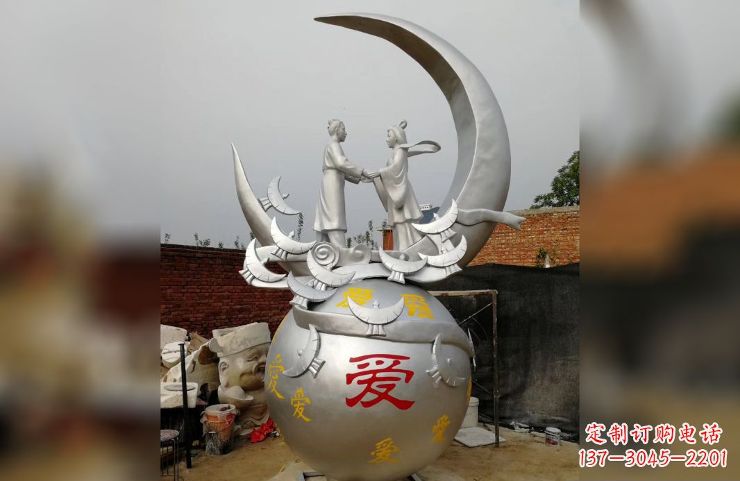 泰州不锈钢牛郎织女雕塑爱情永存