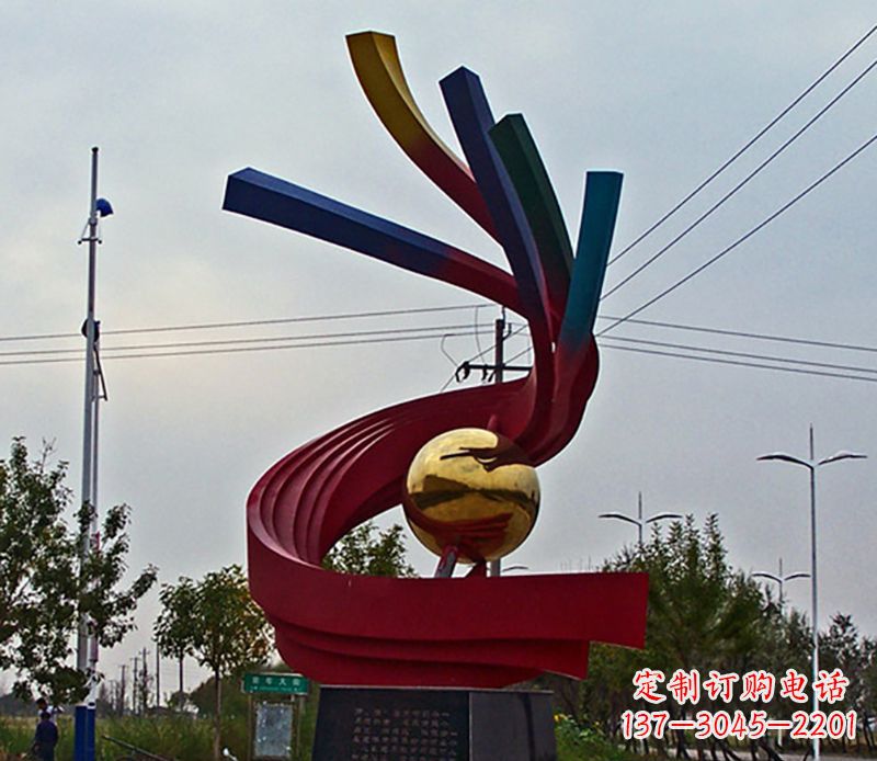 泰州不锈钢飘带雕塑艺术与自然的完美结合