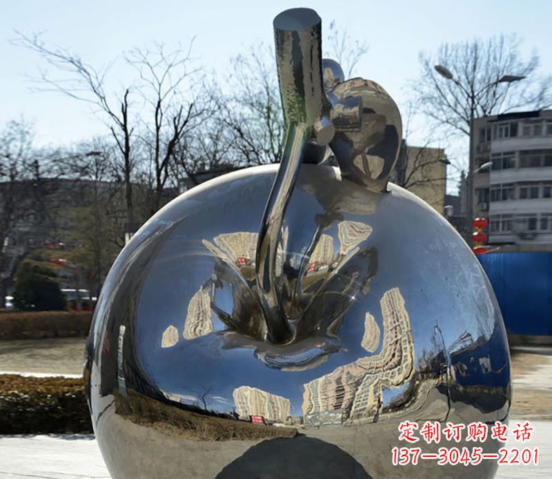 泰州不锈钢苹果镜面雕塑精美绝伦