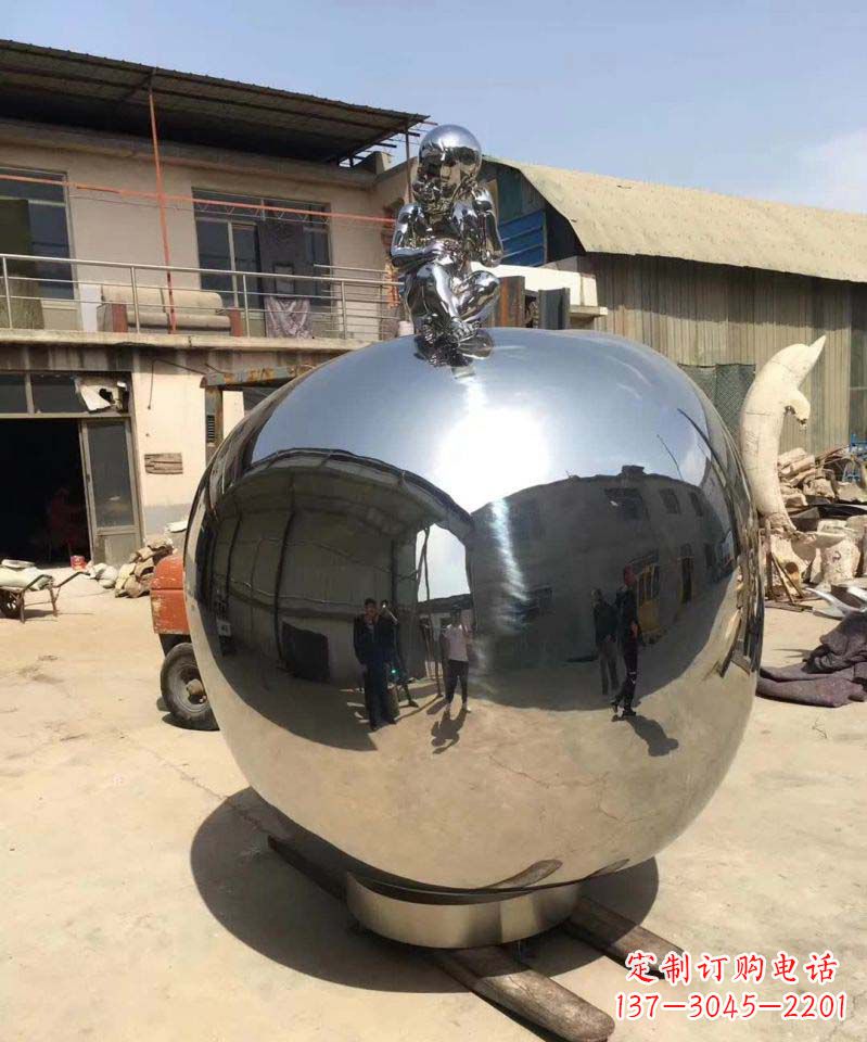 泰州精美不锈钢苹果雕塑
