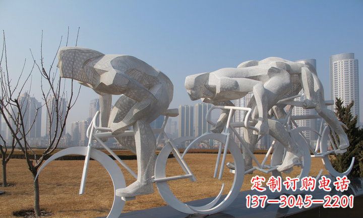 泰州展现运动风采的不锈钢自行车雕塑