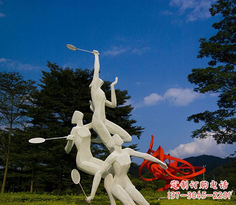 泰州不锈钢羽毛球雕塑精美线条展现体育热情
