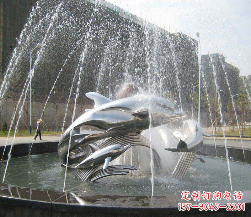 泰州不锈钢商场大型景观鱼喷泉展现雕塑之美