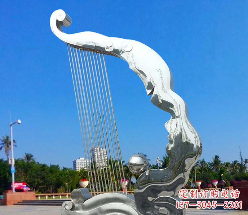 泰州不锈钢竖琴雕塑——传承古典音乐之美