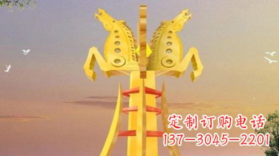 泰州不锈钢双马雕塑雕塑艺术的精美之作