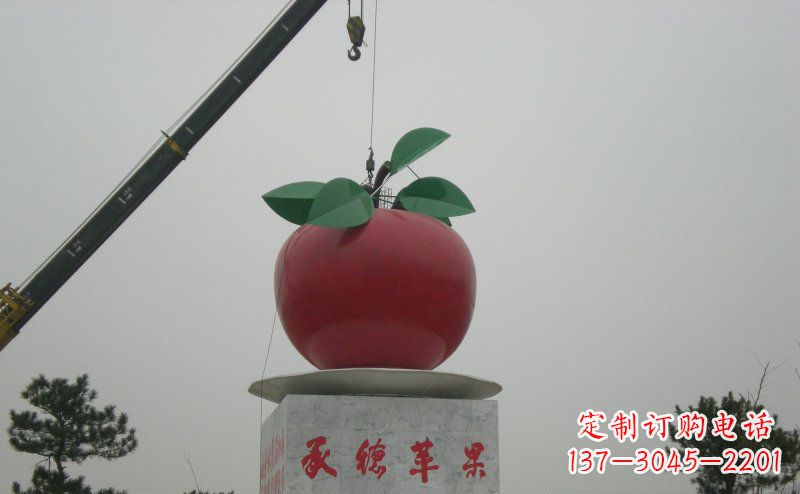 泰州不锈钢水果红苹果雕塑