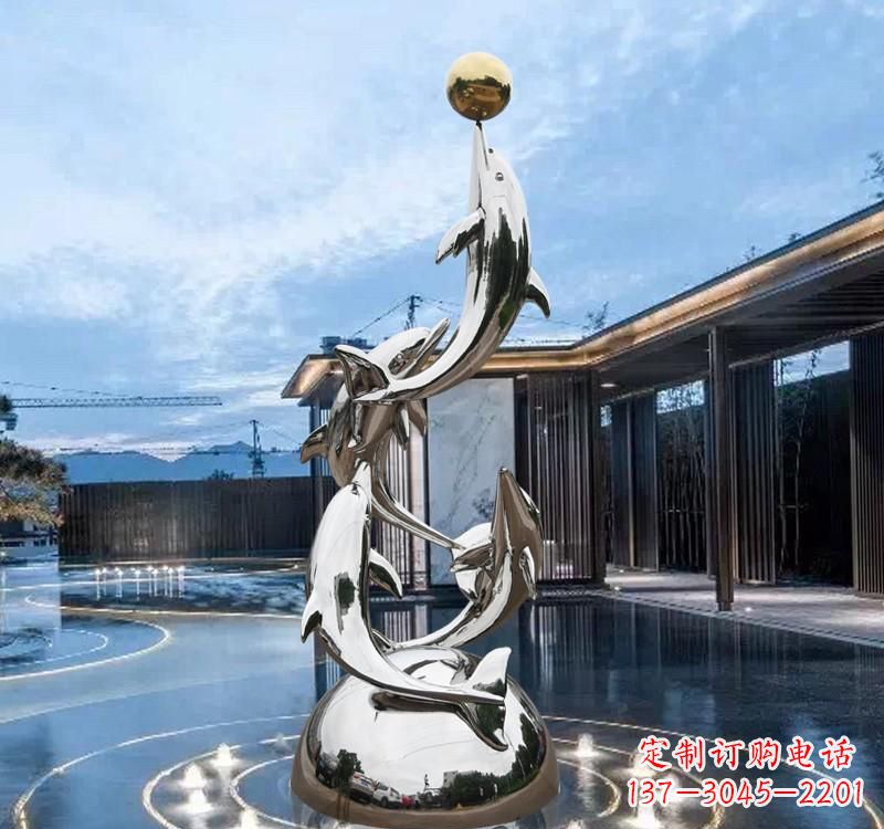 泰州海豚的优雅身姿——不锈钢水景雕塑
