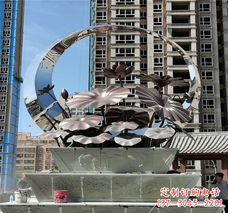 泰州不锈钢荷花雕塑把宁静的自然融入城市