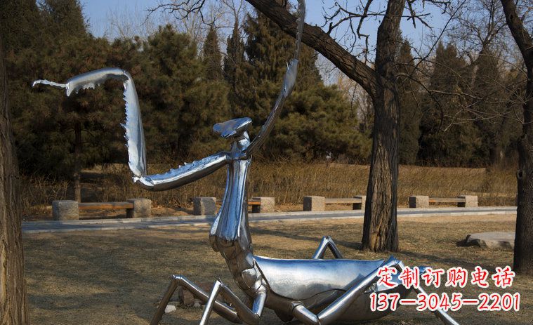 泰州不锈钢螳螂园林景观雕塑创意缔造美景