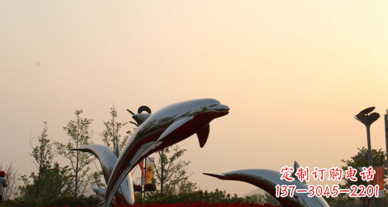 泰州不锈钢海豚雕塑跳跃的美丽
