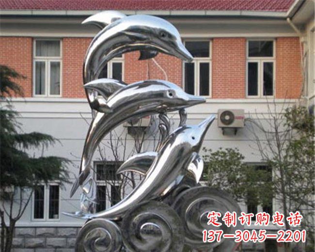 泰州不锈钢海豚雕塑跳跃的海洋精灵