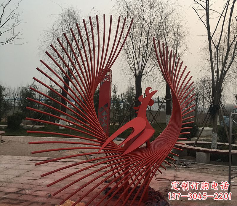 泰州不锈钢网状凤凰雕塑