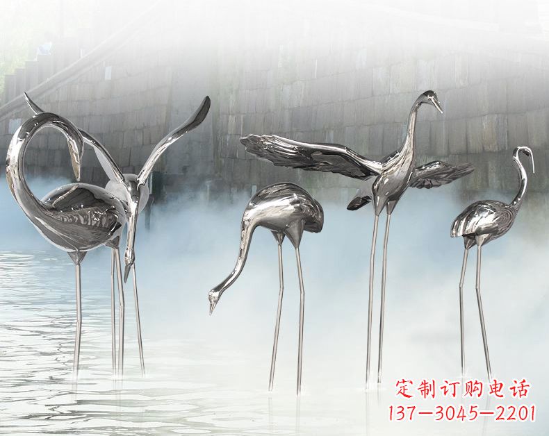 泰州不锈钢仙鹤飞鸟雕塑传承传统文化