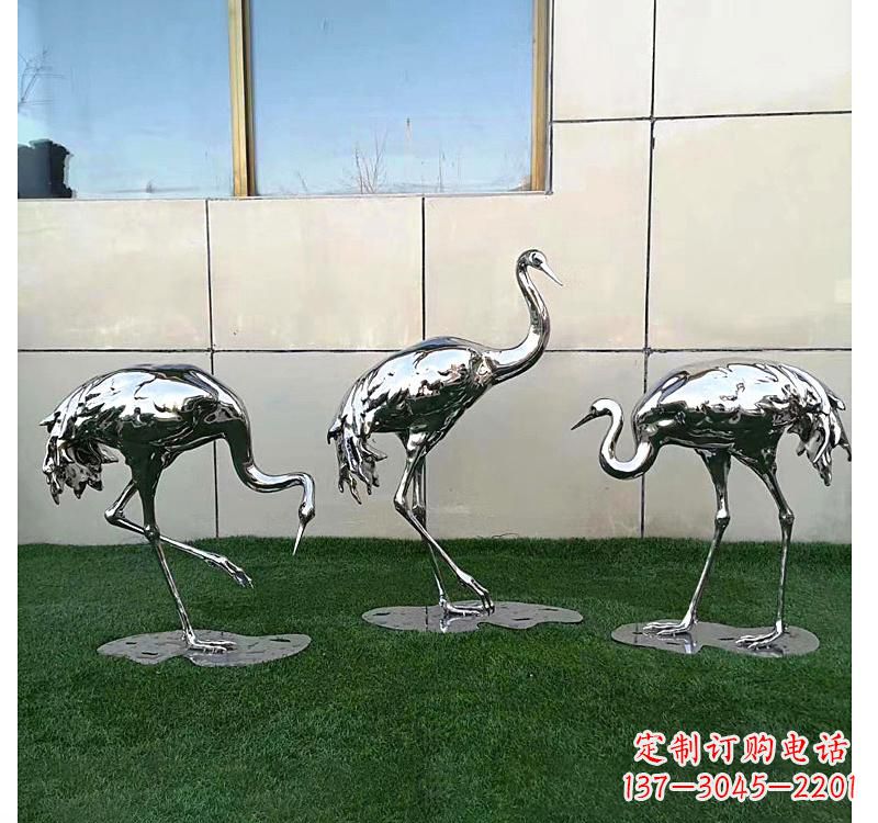 泰州不锈钢现代镜面仙鹤雕塑
