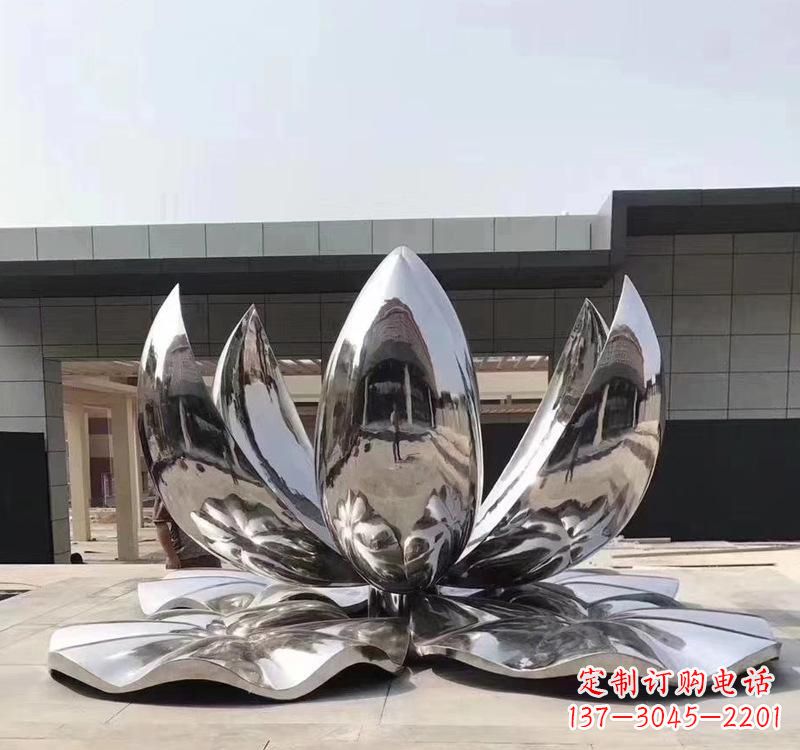 泰州不锈钢现代镜面荷花雕塑精美绝伦